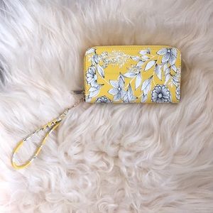 Yellow floral wristlet